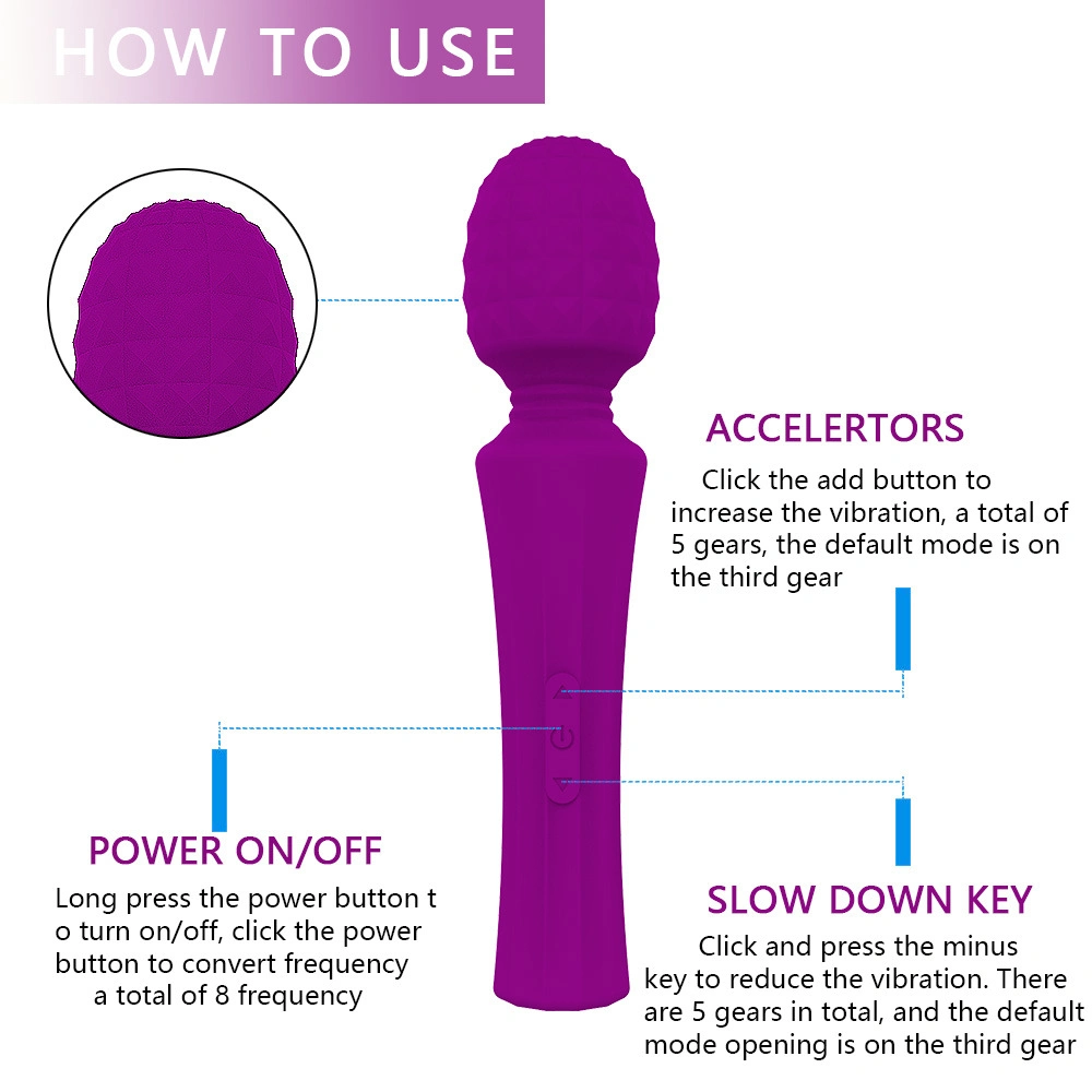 8-Frequency 5-Speed Female Masturbation Massage Stick Full Coverage